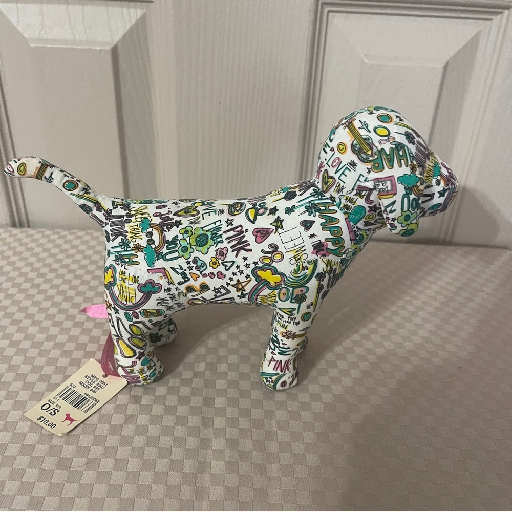 Victoria's Secret Pink collectible graffiti print stuffed plush dog. - Picture 4 of 5